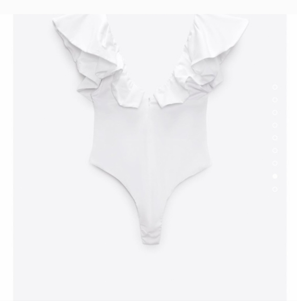 Zara White Ruffled Bodysuit - Picture 8 of 9